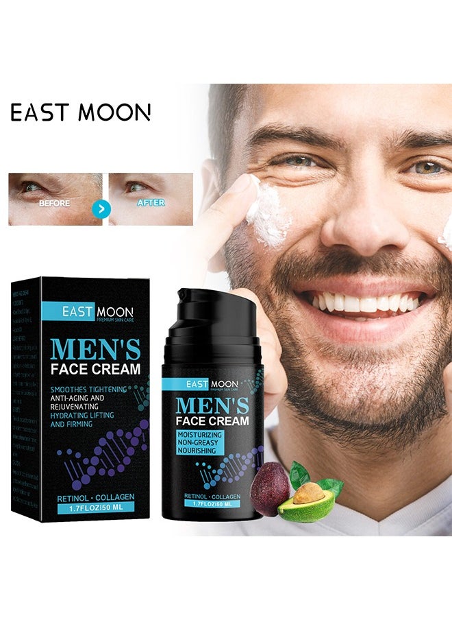 East Moon - Men'S Face Cream-Men's Moisturizer Anti-Aging Face Cream for Men, Naturally Collagen & Hyaluronic Acid - Day & Night Anti Wrinkle Control Oil Face Cream Lotion for Mens Skin Care 50ml - Image 1