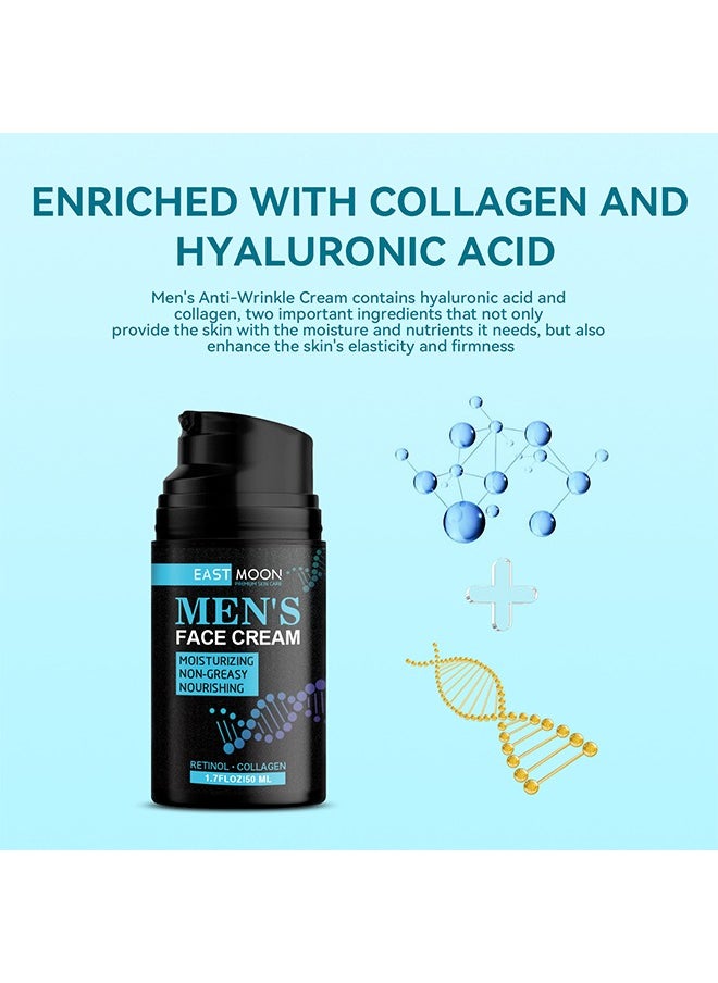 East Moon - Men'S Face Cream-Men's Moisturizer Anti-Aging Face Cream for Men, Naturally Collagen & Hyaluronic Acid - Day & Night Anti Wrinkle Control Oil Face Cream Lotion for Mens Skin Care 50ml - Image 1