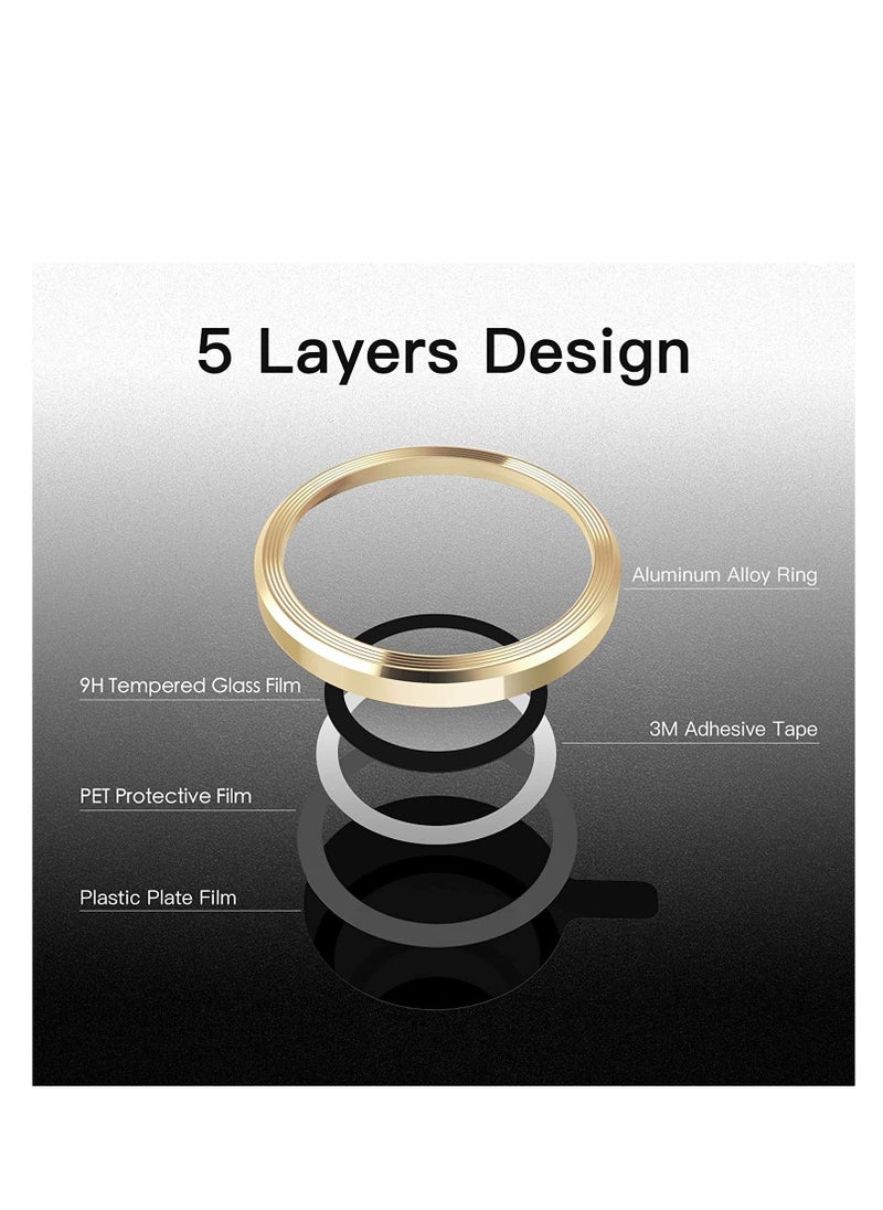 Raxoom Camera Lens Protector for iPhone 14 Pro 6.1-Inch and iPhone 14 Pro Max 6.7-Inch, 9H Tempered Glass Metal Individual Ring Cover, HD Clear, 3-Pack (Gold) - Image 2