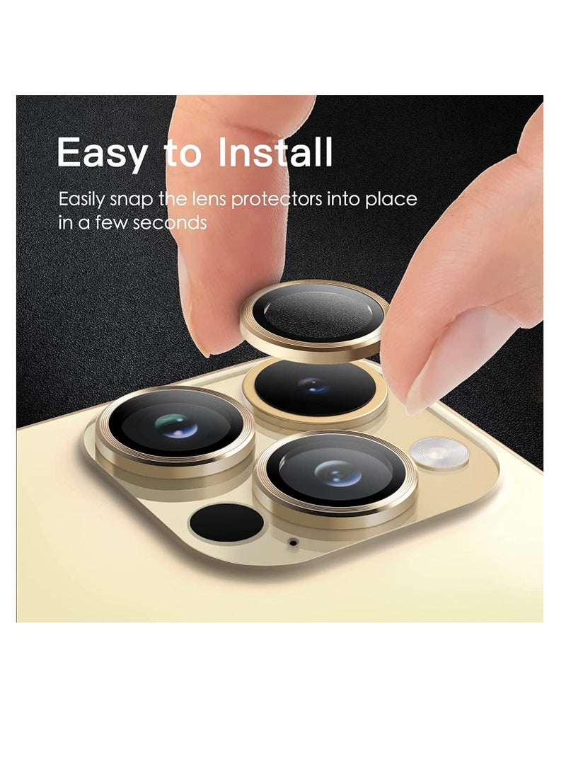 Raxoom Camera Lens Protector for iPhone 14 Pro 6.1-Inch and iPhone 14 Pro Max 6.7-Inch, 9H Tempered Glass Metal Individual Ring Cover, HD Clear, 3-Pack (Gold) - Image 5