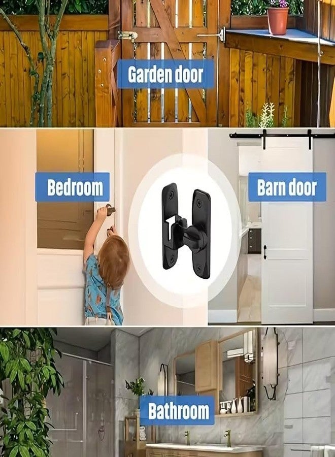SELOME قفل باب أمان دوار بزاوية 180 درجة، مزلاج منزلق يدوي شديد التحمل مضاد للسرقة، قفل معدني مقوى لأبواب المنزل والمكتب والجراج، تشطيب مصقول - Image 3