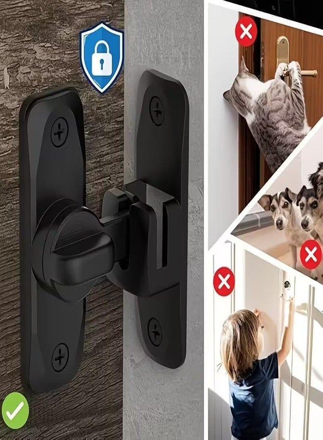 SELOME قفل باب أمان دوار بزاوية 180 درجة، مزلاج منزلق يدوي شديد التحمل مضاد للسرقة، قفل معدني مقوى لأبواب المنزل والمكتب والجراج، تشطيب مصقول - Image 4