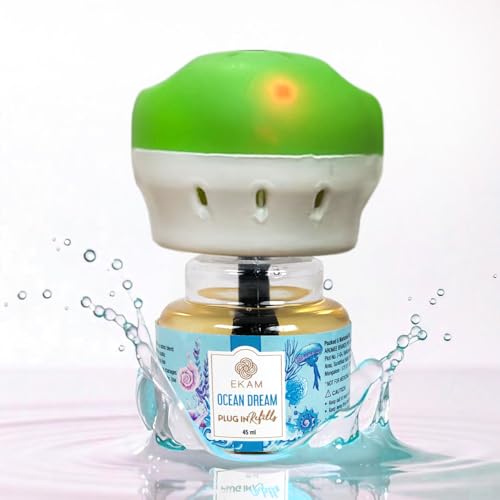 EKAM Plug-In Air Freshener Kit (Machine + 45ml Refill) | Ocean Dream Scent | Long-Lasting Aroma for 125 Days / 500 Hours | Ideal for Rooms & Bathrooms - Image 1