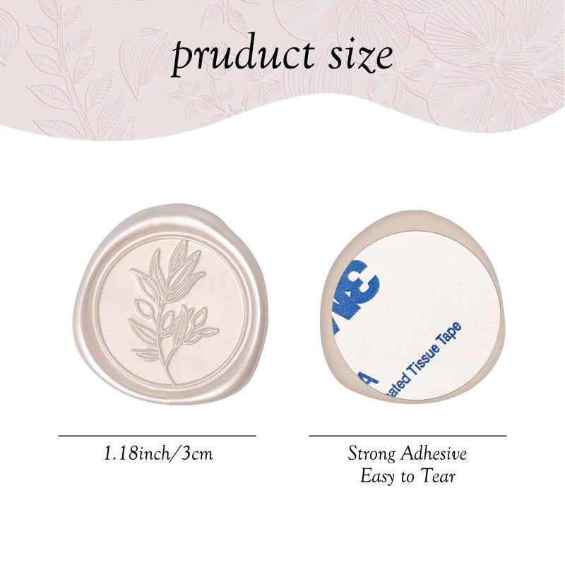 Pilloze 50Pcs Champagne Self-Adhesive Wax Seal Stickers - Wax Seal Perfect for Wedding Invitation or Envelope Good Adhesion and Easy to Use, Wedding Invitation Accessories - Image 2