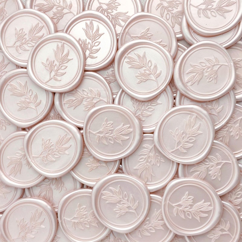 Pilloze 50Pcs Champagne Self-Adhesive Wax Seal Stickers - Wax Seal Perfect for Wedding Invitation or Envelope Good Adhesion and Easy to Use, Wedding Invitation Accessories - Image 1