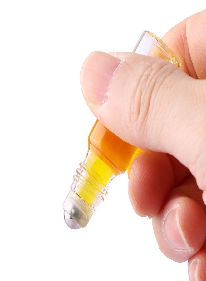 MaxMau Roller Bottles for Essential Oils, 24pcs 5ml Roll on Bottle Clear Glass Sample Test Refillable with Opener Funnel Dropper Golden Cap For Home Travel - Image 3