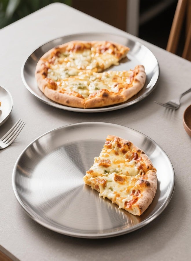 AWTBDP 13½ Inch Pizza Pan for Oven set of 2, Non-Stick Large Round Stainless Steel Pizza Pans plates, Durable Non-Toxic Pizza Steel Tray for Baking Cookie Pie Pizza Cake, Dishwasher Safe & Easy Clean - Image 5