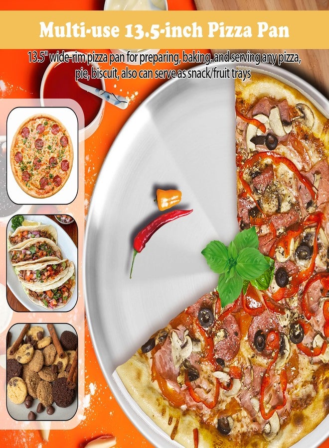 AWTBDP 13½ Inch Pizza Pan for Oven set of 2, Non-Stick Large Round Stainless Steel Pizza Pans plates, Durable Non-Toxic Pizza Steel Tray for Baking Cookie Pie Pizza Cake, Dishwasher Safe & Easy Clean - Image 4