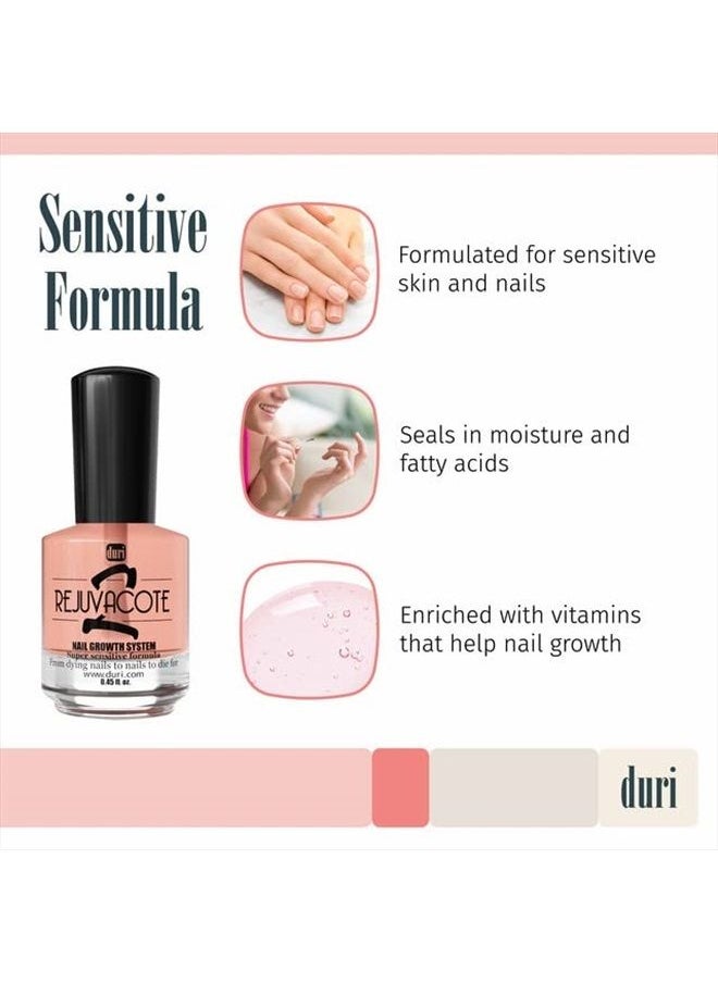 duri - Rejuvacote 2 Nail Growth System Sensitive Formula - Nail Hardener and Strengthener for Brittle, Breaking, Splitting Nail Repair - 0.61 fl. oz. - Image 1