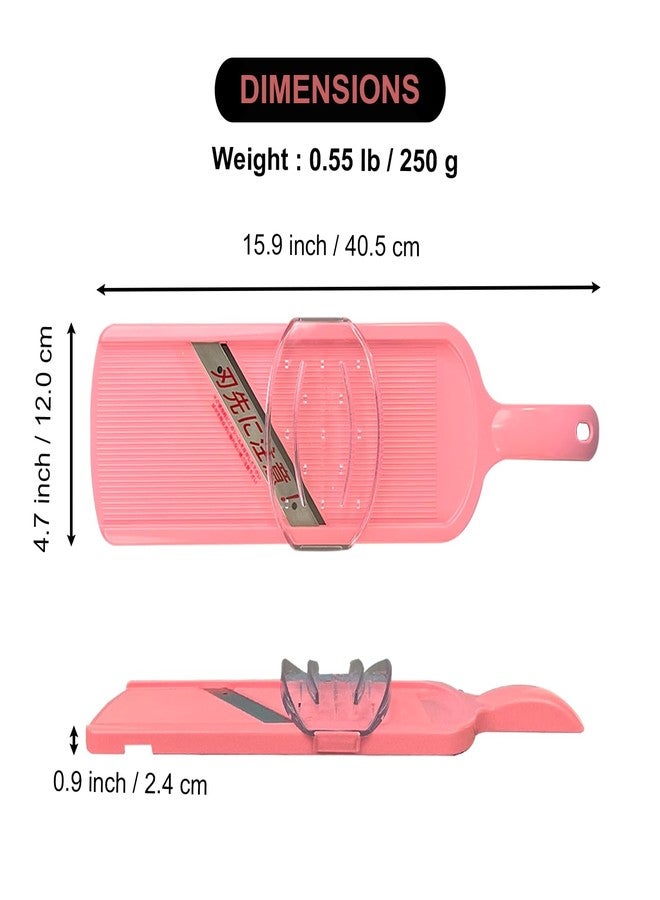 KAKUSEE Mandoline Wide Cabbage Slicer 4.7 inches Pink, Julienne Thickness: 0.04 inch (1 mm), with Safety Holder, Made in Tsubame Japan (Pink) - Image 2