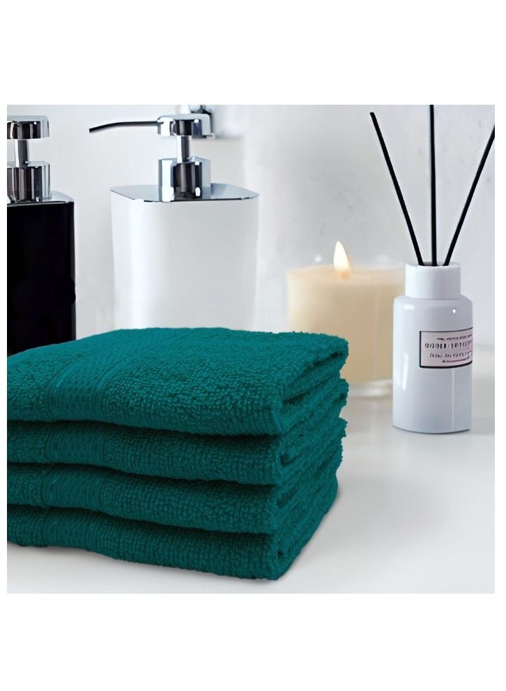 BYFT Daffodil (Turquoise Blue) Premium Face Towel (30x30Cm-Set of 12) Cotton, Highly Absorbent and Quick dry, Hotel and Spa Quality Bath linen with Stripe Diamond Dobby-500Gsm  - Image 1