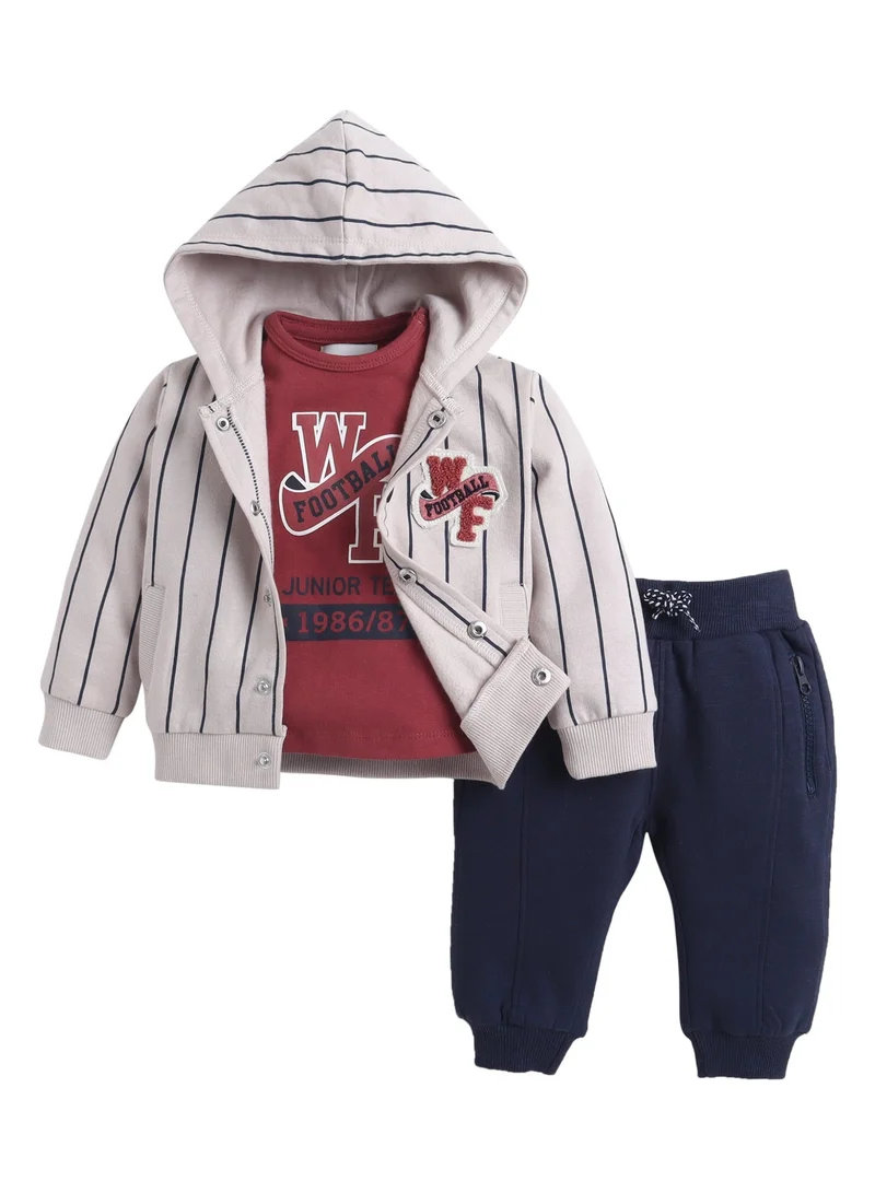 Dirkje Boys 3PCS Striped Hoodie Jacket with Long Sleeve T-Shirt & Jogger Pants Set