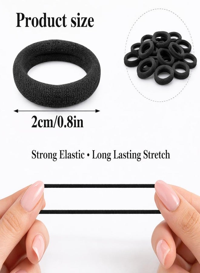 KANPRINCESS Baby Hair Ties for Girls and Kids Soft Premium Cotton Mini Hair Elastic Rubber Bands Stretchable No Damage Non-Slip Small Ponytail Holder Tiny Hairband (black) - Image 5