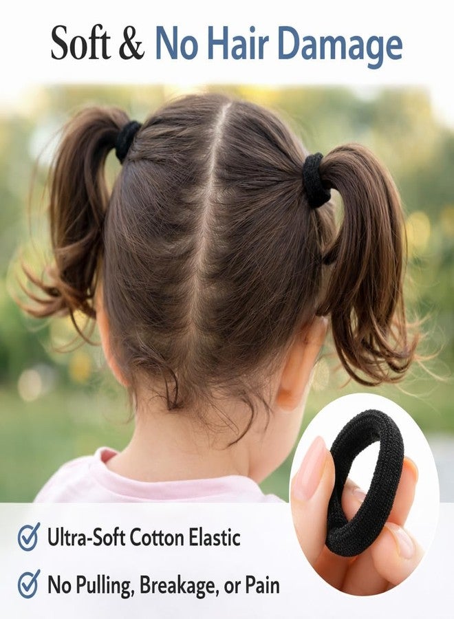 KANPRINCESS Baby Hair Ties for Girls and Kids Soft Premium Cotton Mini Hair Elastic Rubber Bands Stretchable No Damage Non-Slip Small Ponytail Holder Tiny Hairband (black) - Image 4
