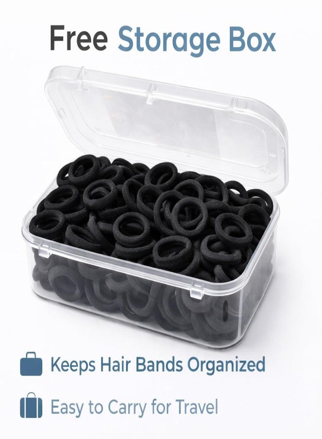 KANPRINCESS Baby Hair Ties for Girls and Kids Soft Premium Cotton Mini Hair Elastic Rubber Bands Stretchable No Damage Non-Slip Small Ponytail Holder Tiny Hairband (black) - Image 2