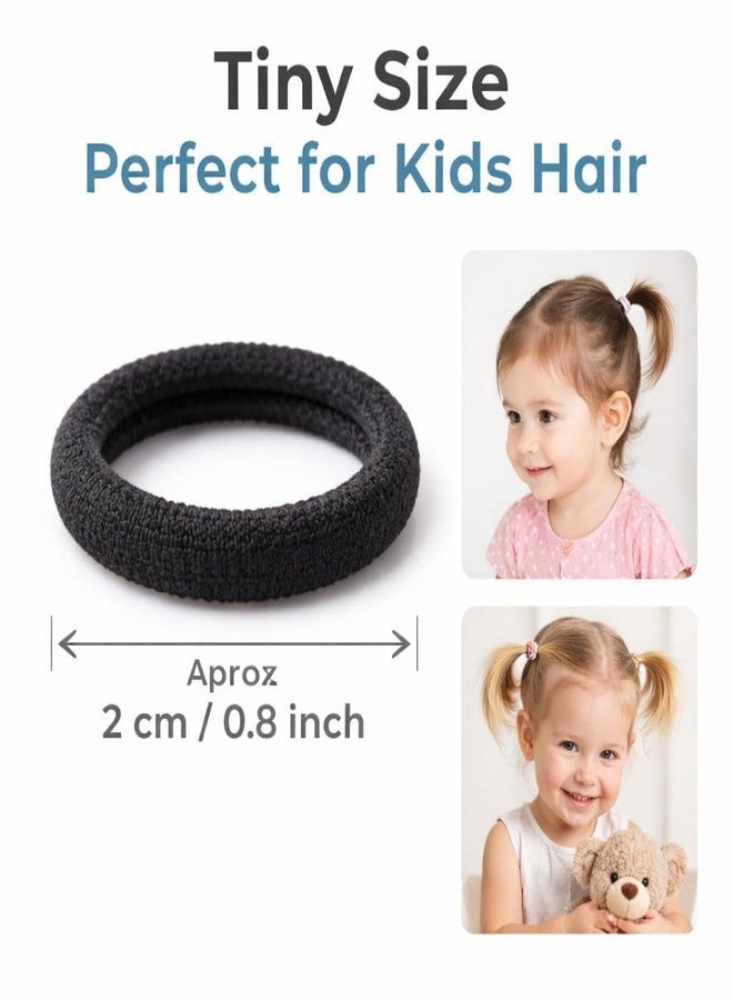 KANPRINCESS Baby Hair Ties for Girls and Kids Soft Premium Cotton Mini Hair Elastic Rubber Bands Stretchable No Damage Non-Slip Small Ponytail Holder Tiny Hairband (black) - Image 3
