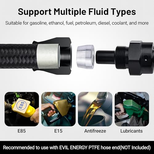 EVIL ENERGY 10AN PTFE Fuel Hose Line, AN10 Fuel Line E85 Nylon Braided 10FT Black - Image 5