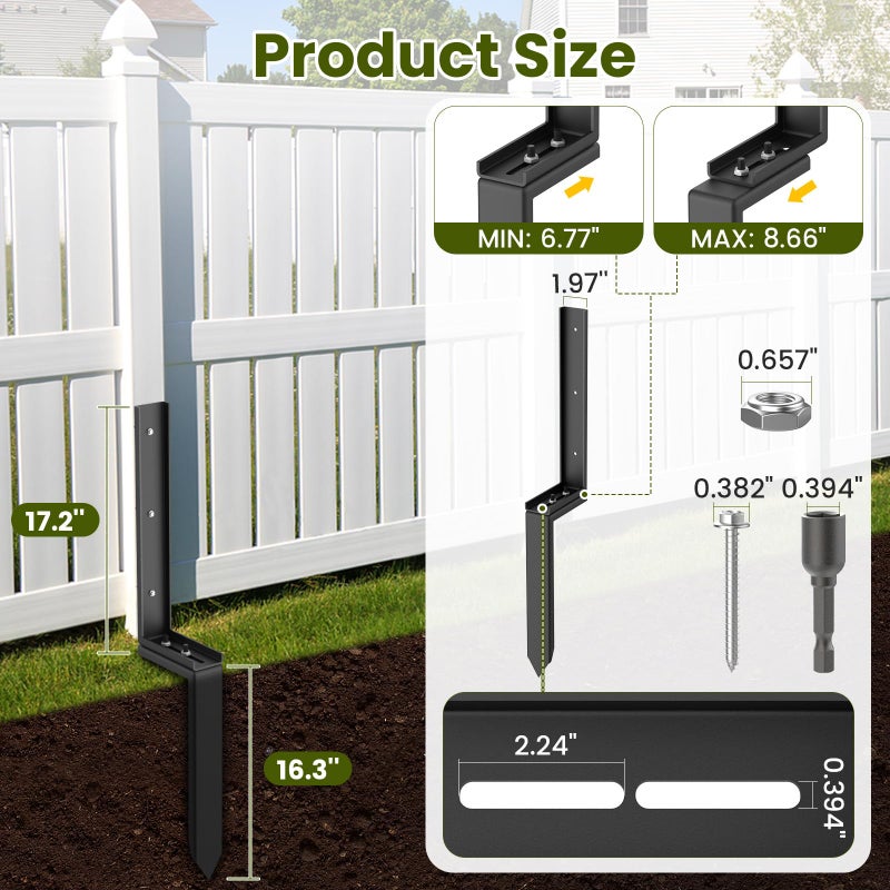 Housolution Fence Post Repair Kit, Steel Post Repair Stake with Adjustable Angle, Separated Anchor Ground Spike Easy to Fix Broken Wooden Posts, Rustproof Garden Fence Set (1 Pack) - Image 3