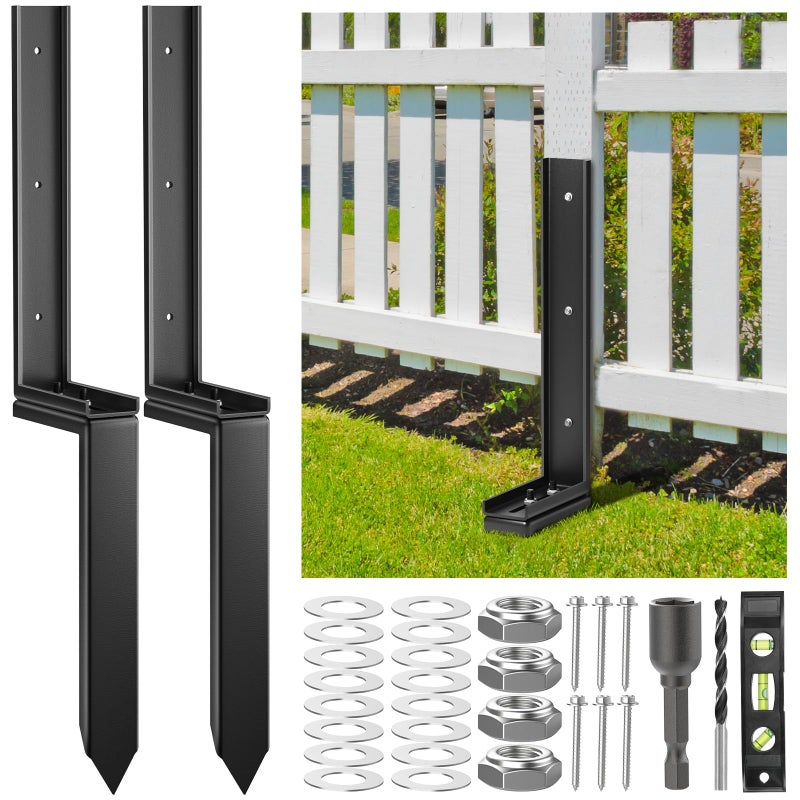 Housolution Fence Post Repair Kit, Steel Post Repair Stake with Adjustable Angle, Separated Anchor Ground Spike Easy to Fix Broken Wooden Posts, Rustproof Garden Fence Set (1 Pack) - Image 1