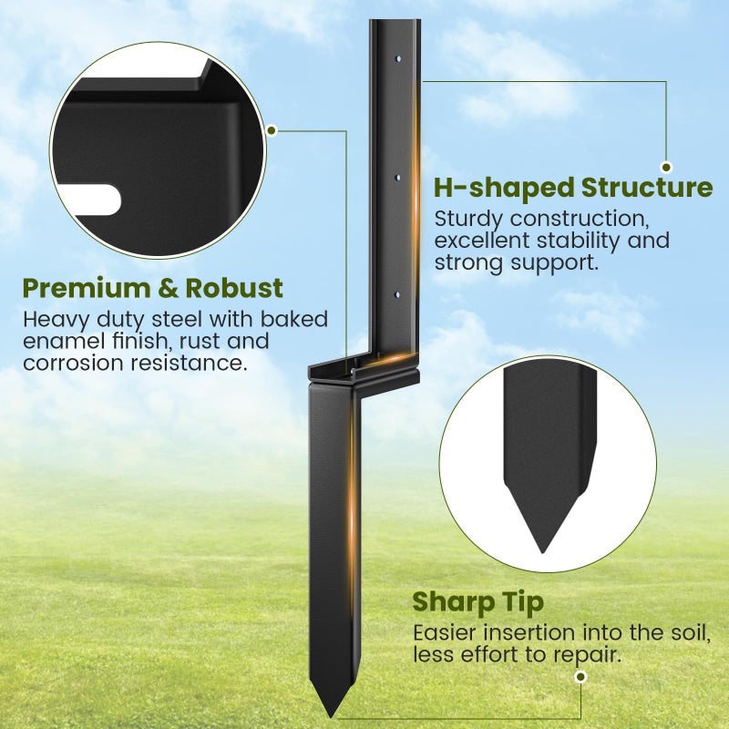 Housolution Fence Post Repair Kit, Steel Post Repair Stake with Adjustable Angle, Separated Anchor Ground Spike Easy to Fix Broken Wooden Posts, Rustproof Garden Fence Set (1 Pack) - Image 5