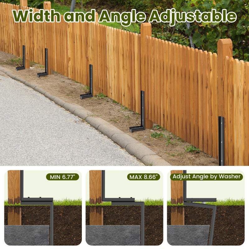 Housolution Fence Post Repair Kit, Steel Post Repair Stake with Adjustable Angle, Separated Anchor Ground Spike Easy to Fix Broken Wooden Posts, Rustproof Garden Fence Set (1 Pack) - Image 4