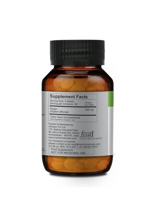 MERLION NATURALS Merlion Naturals Ginger Tablets, Zingiber officinale, 500mg (120 Tablets)  - Image 3