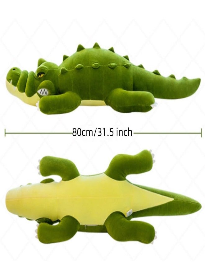 OUKEYI 31 Inch/80cm Crocodile Big Hugging Pillow, Cute Alligator Plush Stuffed Animal,Crocodile Plush Toy Sleeping Long Pillow Toy Gifts for Kids, Birthday, Christmas, Green - Image 4