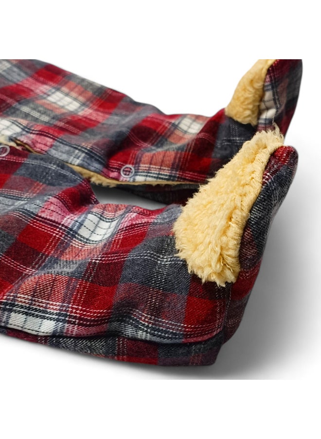 BabyShoora - Baby jumpsuit with a bear design with fur on the inside and a hood - Image 1