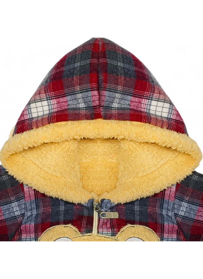 BabyShoora - Baby jumpsuit with a bear design with fur on the inside and a hood - Image 1