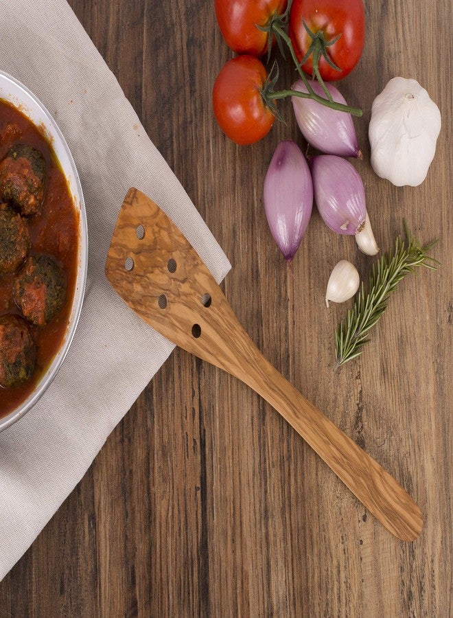 إيدين جتونس ملعقة إيدينجتون 50006 المصنوعة من خشب الزيتون الإيطالي المثقوب، مصنوعة يدوياً في أوروبا، 12 بوصة، بني اللون - Image 4