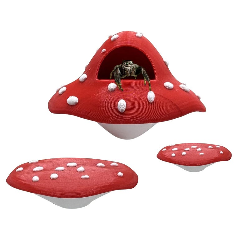 Julang Jumping Spider Enclosure Accessories â€“ 3 Pcs Jumping Spider Mushroom Styling Platforms with Magnetic Mounting for Climbing, Resting and Exploration - Image 1