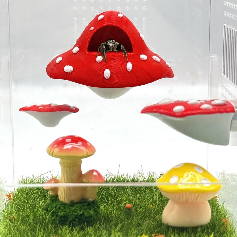 Julang Jumping Spider Enclosure Accessories â€“ 3 Pcs Jumping Spider Mushroom Styling Platforms with Magnetic Mounting for Climbing, Resting and Exploration - Image 5