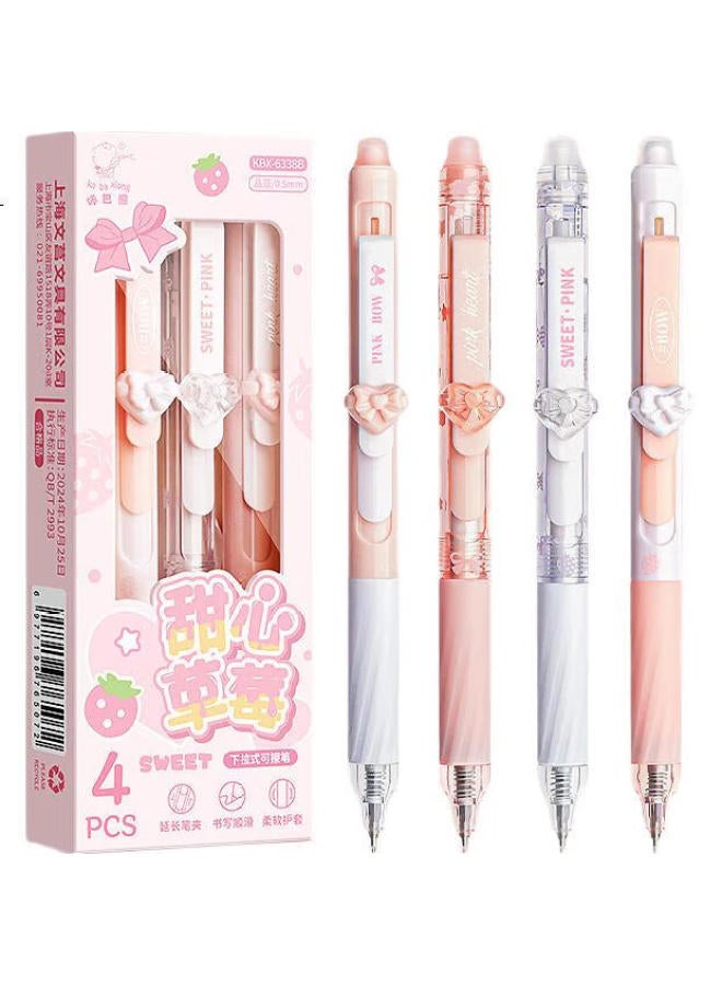Kaba Bear Kabear Erasable Gel Pen Crystal Blue Color Cute Soft Grip Push Button St Thermal Sensitive Erasable 0.5Mm For Elementary School Students Sweetheart Strawberry - Image 1