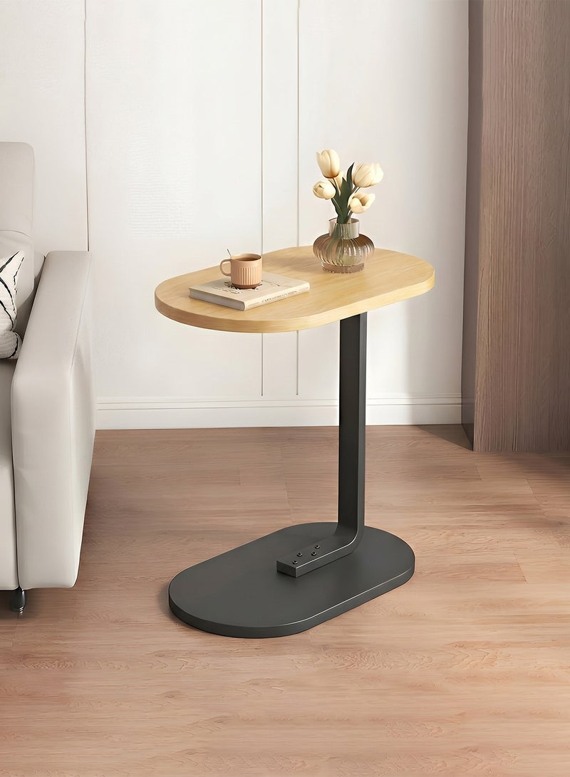 Taimi C-Shaped Side Table Elegant Design with Metal Frame, Sofa Side Coffee Table, Side Table for Living Room, Bedroom, Office, Balcony -Easy Assembly-45x30x60cm - Wooden Color With Black Frame - Image 2