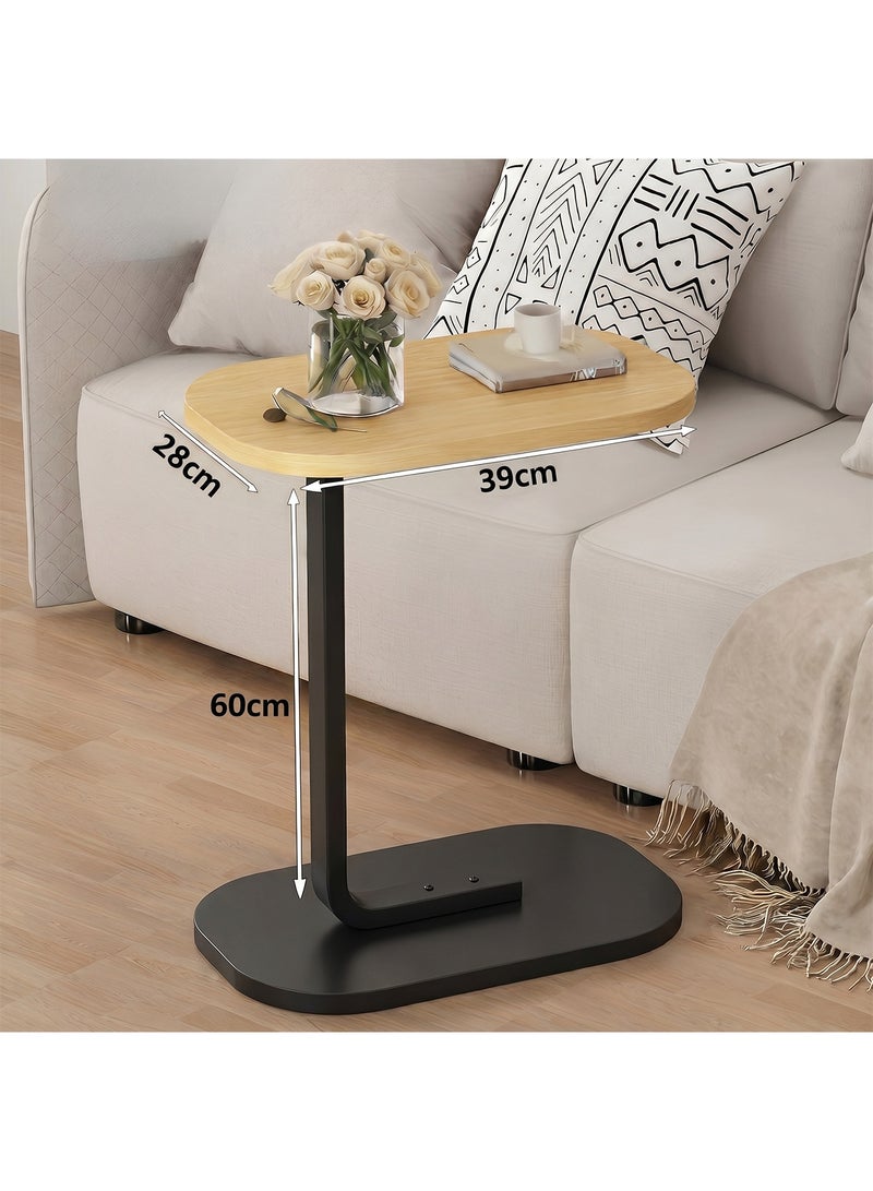 Taimi C-Shaped Side Table Elegant Design with Metal Frame, Sofa Side Coffee Table, Side Table for Living Room, Bedroom, Office, Balcony -Easy Assembly-45x30x60cm - Wooden Color With Black Frame - Image 4