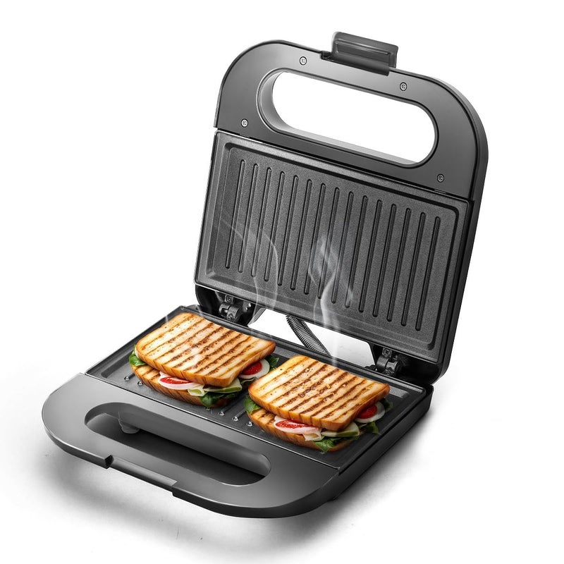 Longway Grilly Pro 850 W Toaster Griller Sandwich Maker Auto Cut Off Nonstick Coating Cast Aluminum Plates Easy Clean Power Indicators Black - Image 1
