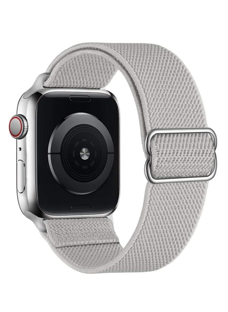 Phone Planet Nylon Solo Loop Bands Compatible with Apple Watch 42mm 44mm, Adjustable Stretch Braided Sport Elastics Women Men Strap Compatible with iWatch Series 6/5/4/3/2/1 SE, Gray