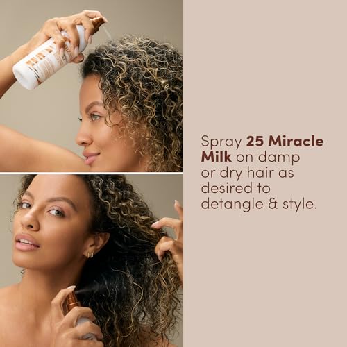 Mizani 25 Benefit Miracle Milk Leave-in Conditioner - Anti-Frizz Detangler Spray For Hair Shine, Heat Protectant, For Frizzy & Curly Hair, With Coconut Oil, 3.4 Fl Oz - Image 5