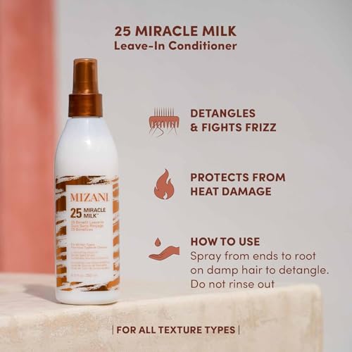 Mizani 25 Benefit Miracle Milk Leave-in Conditioner - Anti-Frizz Detangler Spray For Hair Shine, Heat Protectant, For Frizzy & Curly Hair, With Coconut Oil, 3.4 Fl Oz - Image 2
