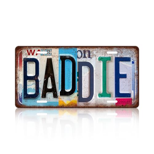 MTsigns Vintage Baddie Metal Tin Sign License Plate Wall Decor 12 x 6 Inches - Image 1