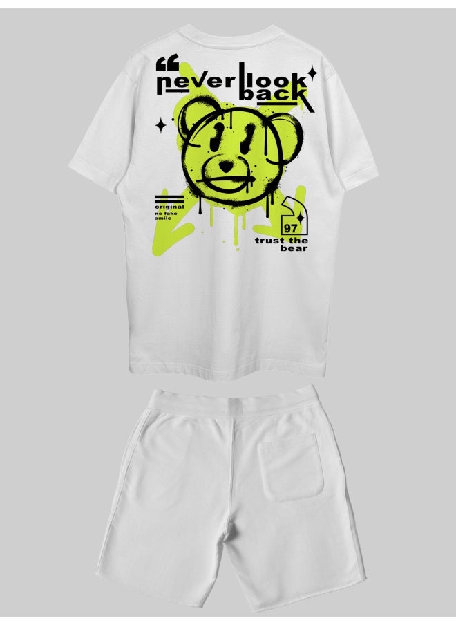 THREADCURRY THREADCURRY Never Look Back Printed Co-ord Set for Men - Half Sleeve Oversized T-Shirt and Shorts  - Image 2