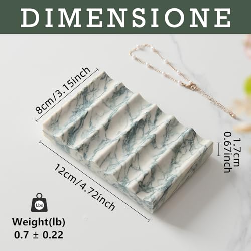 MULWR Real Luxurious Natural Marble Soap Dish for Shower,soap Dish for Bathroom,Non-Ceramic/Non-Resin Stone soap Tray（Cyan Green） - Image 2