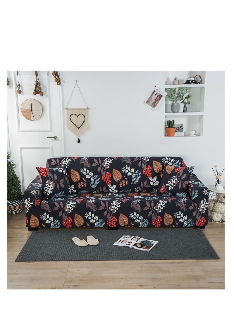 Y&D 4-Seater Exquisitely Floarl Designed Wrinkle-free Anti-slip 360-degree Full Coverage Sofa Slipcover Length Stretch From235 To300cm - Image 1
