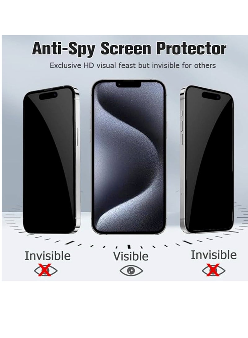 LEDIN Privacy Screen Protector Compatible with iPhone 15/15 Pro 6.1", Full Coverage Anti-Spy Tempered Glass Film 9H Hardness Upgrade Edge Protection Easy Installation Bubble Free for iPhone 15 Pro - Image 3
