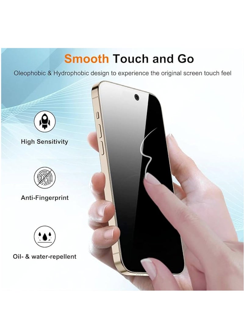 LEDIN Privacy Screen Protector Compatible with iPhone 15/15 Pro 6.1", Full Coverage Anti-Spy Tempered Glass Film 9H Hardness Upgrade Edge Protection Easy Installation Bubble Free for iPhone 15 Pro - Image 4