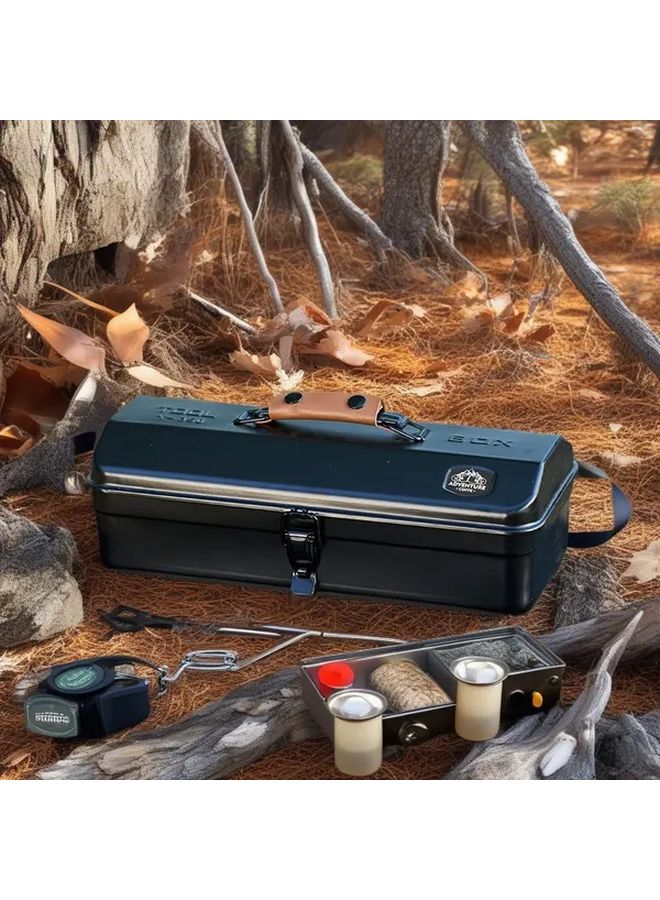 Portable Metal Camping Toolbox White Multi Purpose Outdoor Storage Organizer For Gear - Image 5