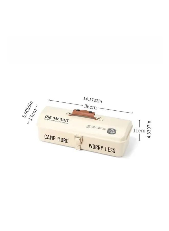 Portable Metal Camping Toolbox White Multi Purpose Outdoor Storage Organizer For Gear - Image 1