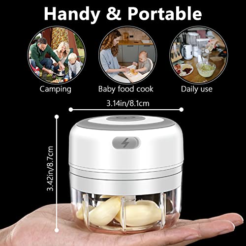 Hviww Electric Mini Garlic Chopper, 100ML Food Chopper Garlic Mincer USB, Vegetable Chopper, Onion Chopper, Portable Small Food Processor for Garlic, Ginger, Chili, Vegetables - Image 2