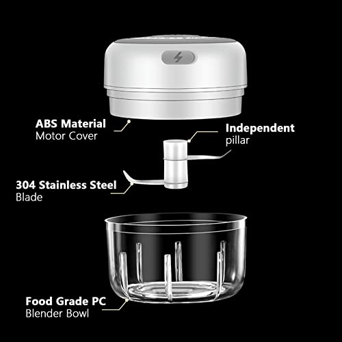 Hviww Electric Mini Garlic Chopper, 100ML Food Chopper Garlic Mincer USB, Vegetable Chopper, Onion Chopper, Portable Small Food Processor for Garlic, Ginger, Chili, Vegetables - Image 3