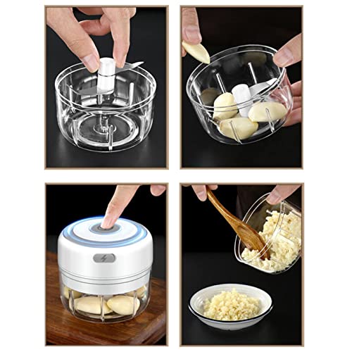 Hviww Electric Mini Garlic Chopper, 100ML Food Chopper Garlic Mincer USB, Vegetable Chopper, Onion Chopper, Portable Small Food Processor for Garlic, Ginger, Chili, Vegetables - Image 5